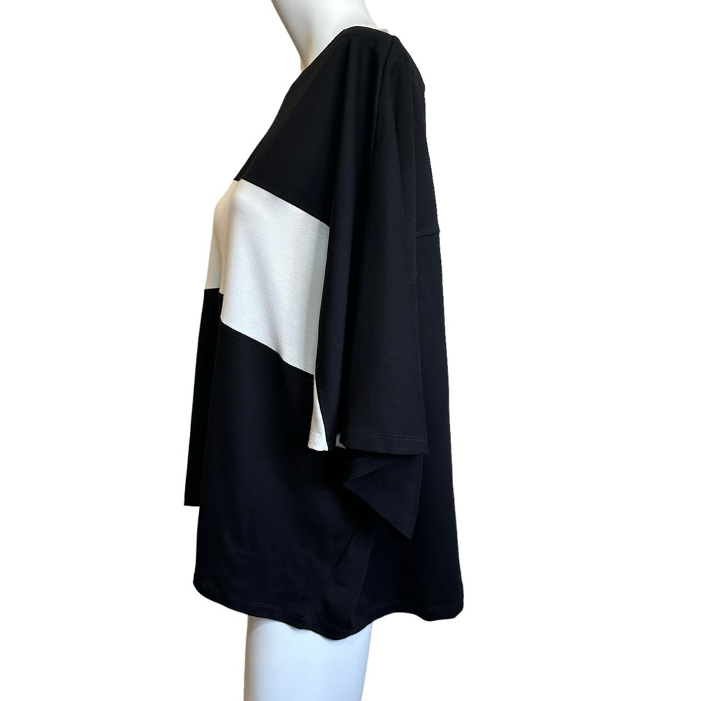 Alembika Black & White Lagenlook Oversized Soft Top sz S=8-12 NWOT - Picture 2 of 6